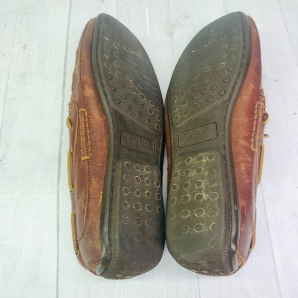 Polo Ralph Lauren ROBERTS Brown Leather Slip On Driving Loafers Shoes Sz 11.5 D - Picture 8 of 9